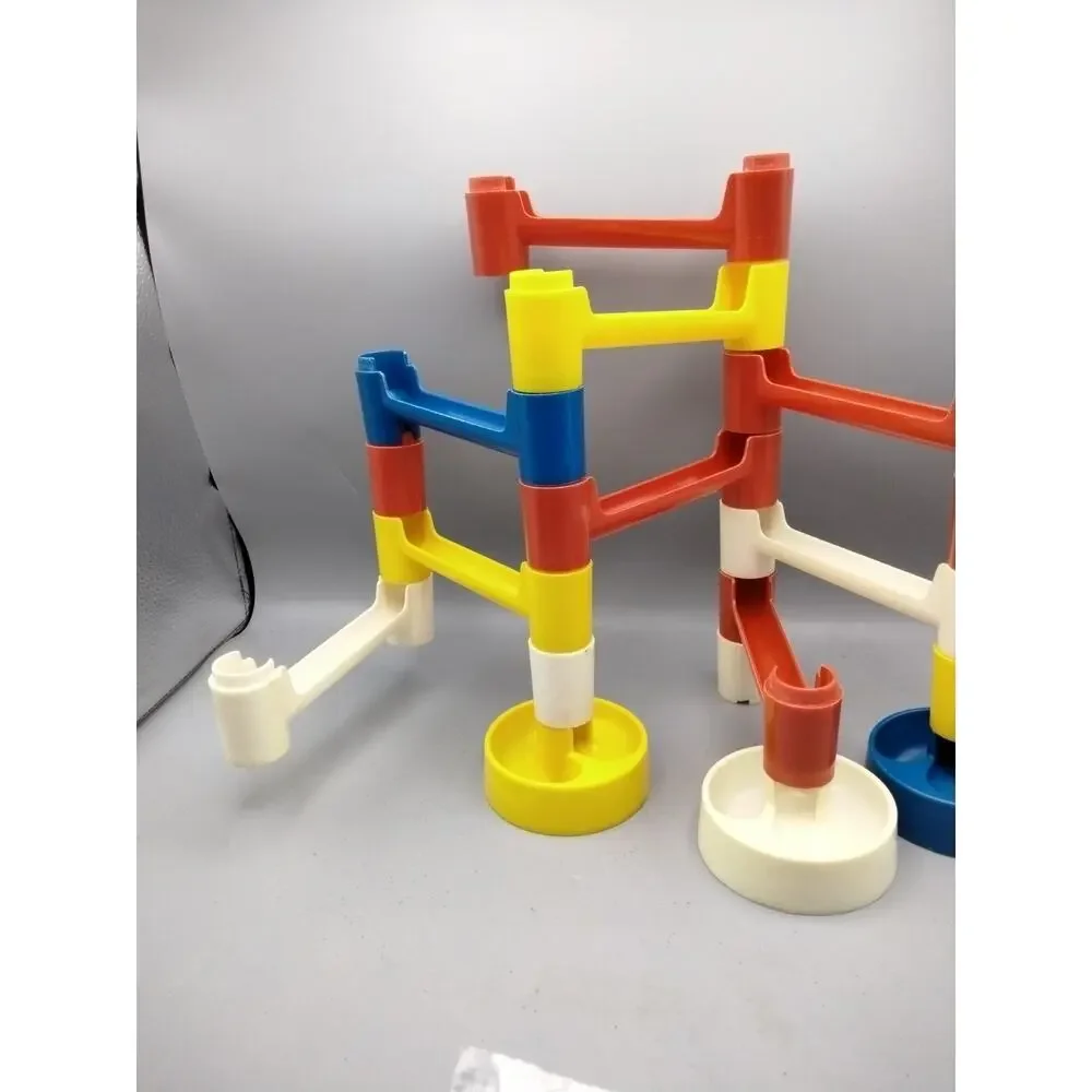 Vintage Marble Works set 19 Pieces Marble Run Tower Chase with marbles